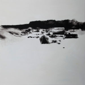 Pawel Mendrek, Beach, Acrylic on canvas, 100x100cm, 2017